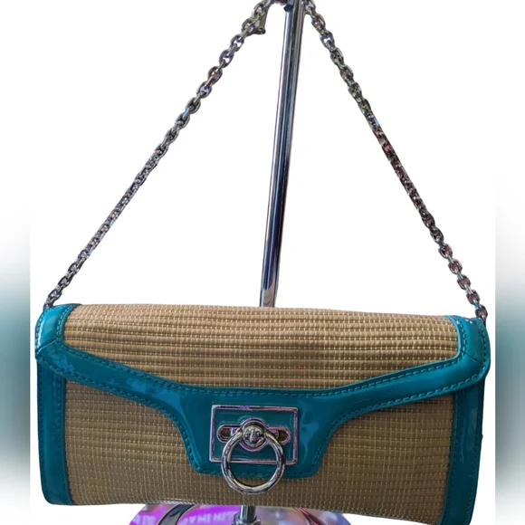 Ann Taylor Y2K turquoise vintage shoulder bag with cute silver details - Picture 7 of 8